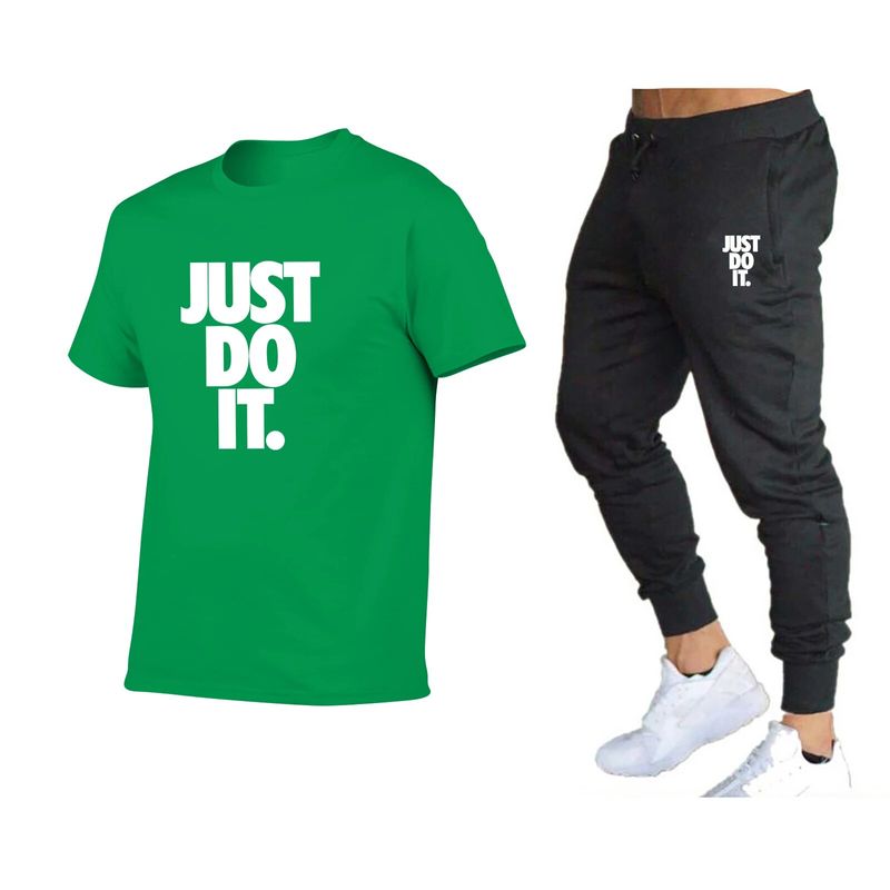 New Casual Jogging Short-sleeved Shorts Suit Men's Running Training Sports Leisure Comfortable and Breathable_voghion.com