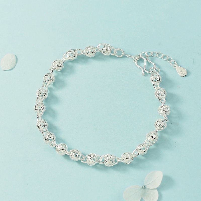 Sterling VENUS Sier Shiny Fashion Jewelry Hollow Exquisite Ball βραχιόλι Γυναικεία μόδα Προσωπικότητα Κοσμήματα_voghion.com