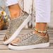 Summer Sequin New Front Tie Solid Color Plus Size Sneakers_voghion.com