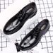 Unbeatable Quality 2290 Men's Block Business Leather Formal And Casual Shoes, Low Cut Carved Cowhide Surface, Gentleman's Pointed Toe_voghion.com