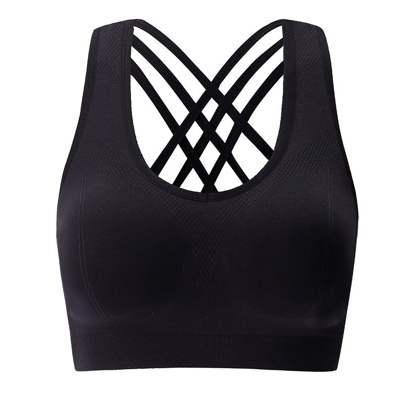 (3-pieces) Sports for women without steel rings, cross straps, beautiful back, high-strength running, shock-absorbing sports bra_voghion.com