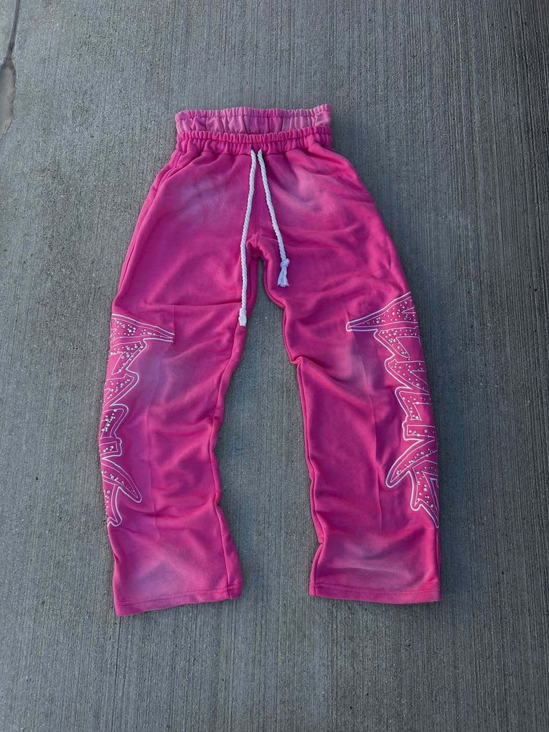 Herenkleding Heavy Duty Hip Hop Trekkoord Street Casual Broek Losse Wijde Pijpen Dubbele Taille Broek_voghion.com