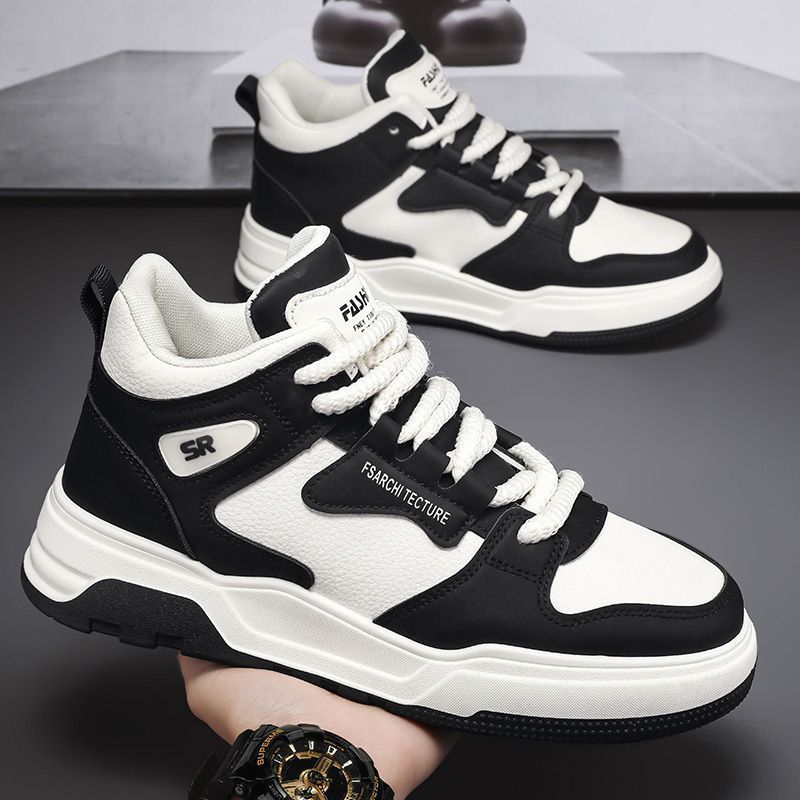 High-top men's shoes  new style trend spring leather casual sneakers  men's No. 1 student sports shoes_voghion.com