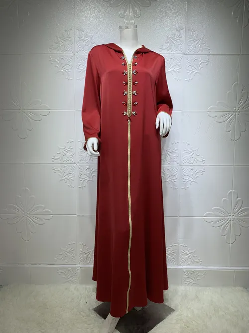 Women's fashion robe satin studded beaded dress_voghion.com