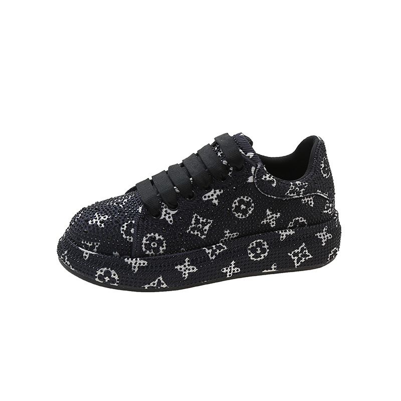 European Station Spring New Rhinestone Heightened Thick Soled Sponge Cake Full Of Diamonds Old Shoes Fashion All Match Casual Shoes Women_voghion.com