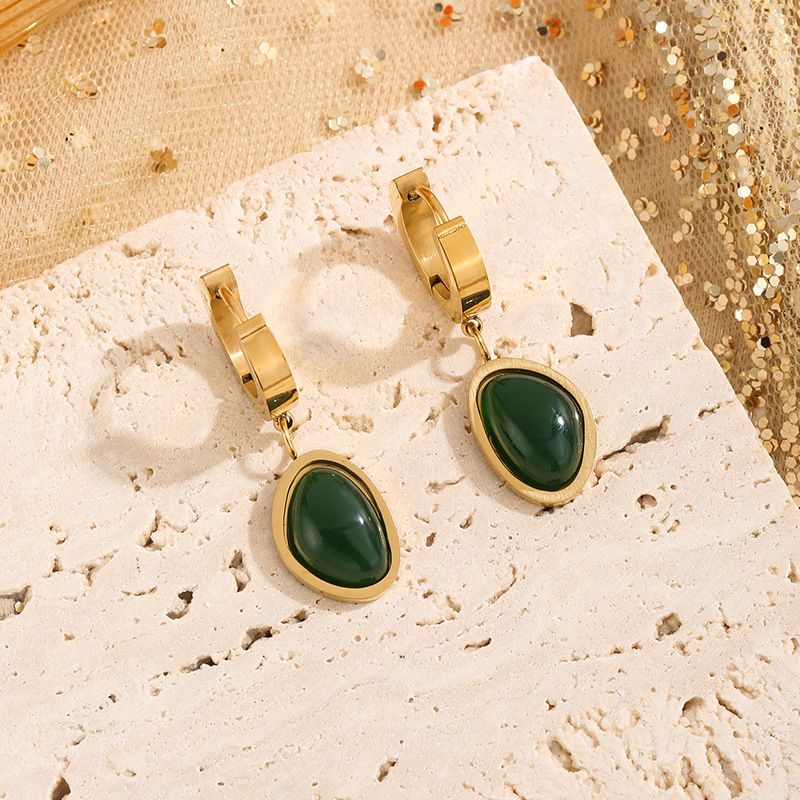 Collana con catena a lama di smeraldo - Catena per clavicola in acciaio al titanio (retrò, regolabile)_voghion.com