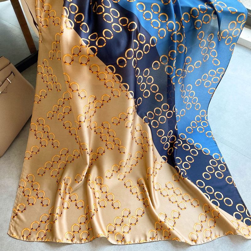 2021 Spring/Summer New Silk Satin Geometric Printing Decoration Air Conditioning Extended Shawl Versatile_voghion.com