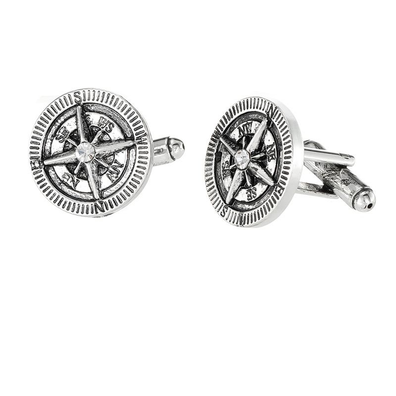 Gemelos creativos con forma de disco y brújula de estrella nuevos, accesorios para uñas de aleación de metal_voghion.com