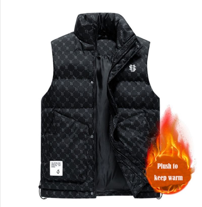 Men's Y2K Dollar Print Puffer Vest - Lightweight Streetwear Jacket, Hip Hop Fashion, Retro Style (Black/White/Colorful)​_voghion.com