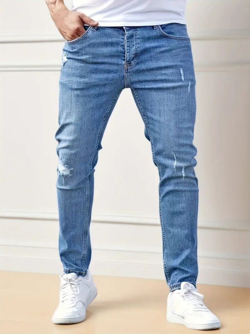 Abbigliamento da donna, pantaloni in denim da pendolare semplici e nuovi da uomo, vestibilità slim, piedi aderenti, jeans alla moda e belli_voghion.com