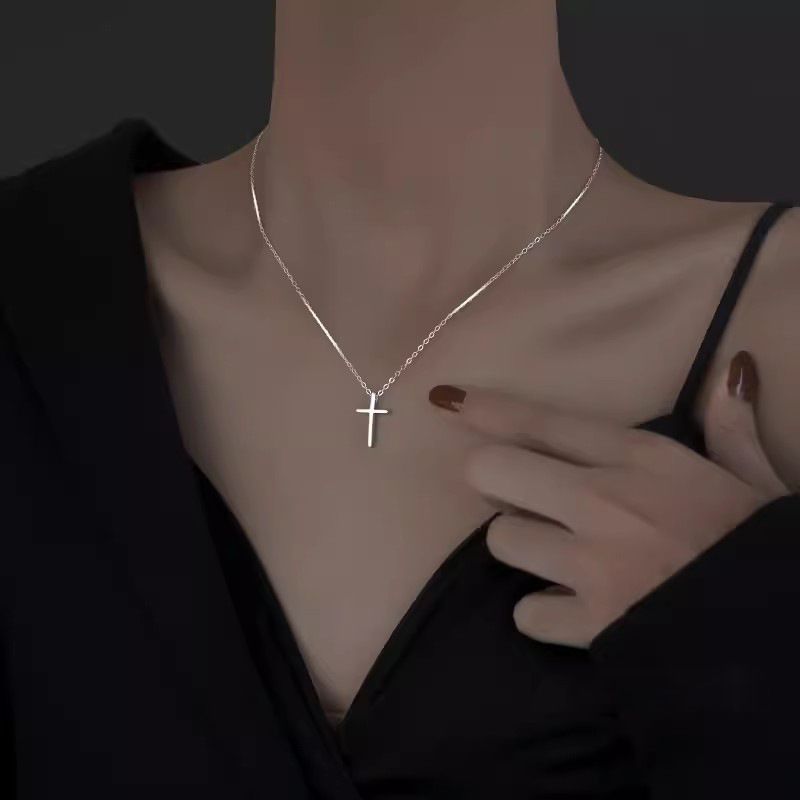 Collana con croce S Pure per donna 2025 autunno inverno nuovo design alla moda di nicchia maglione catena clavicola gioielli in argento_voghion.com