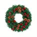 24 Inch 30 LED Prelit Christmas Wreath Artificial Christmas Wreaths For Front Door 160 Branches 5 Pinecones 30 Red Berried Battery Oper_voghion.com
