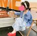 Kinderkleding Denim kort jasje Bloemen Sling-jurk_voghion.com