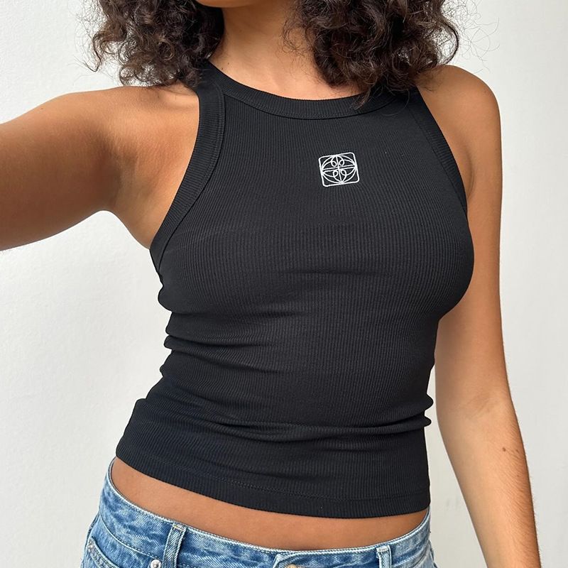 2025 New Fashion Y2K Spring And Summer Pattern Embroidery Slim Fit Personality Female Thread Pullover Vest_voghion.com