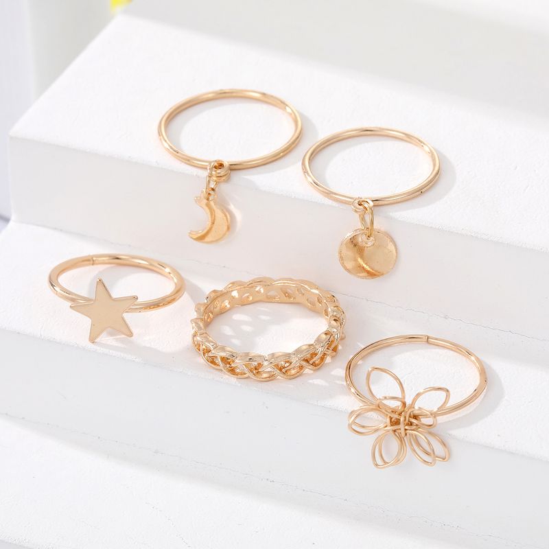 Conjunto de anillos apilados étnicos bohemios vintage para mujer, diseño de anillo de girasol con serpiente, estilo retro simple con hojas articuladas, 10 piezas_voghion.com
