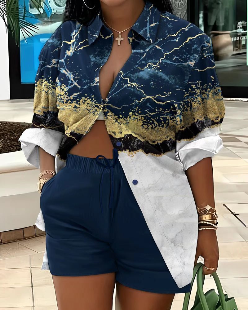 Ensemble deux pièces pour femme avec imprimé tendance et tempérament_voghion.com