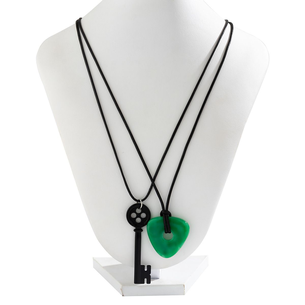 Accessori piccoli e di nicchia, collana con ciondolo a chiave in acrilico semplice, collana a doppio strato con filo di cera personalizzato_voghion.com