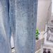 Women's 2024 spring style high quality stretchy starry sky bright diamond super soft denim straight pants_voghion.com