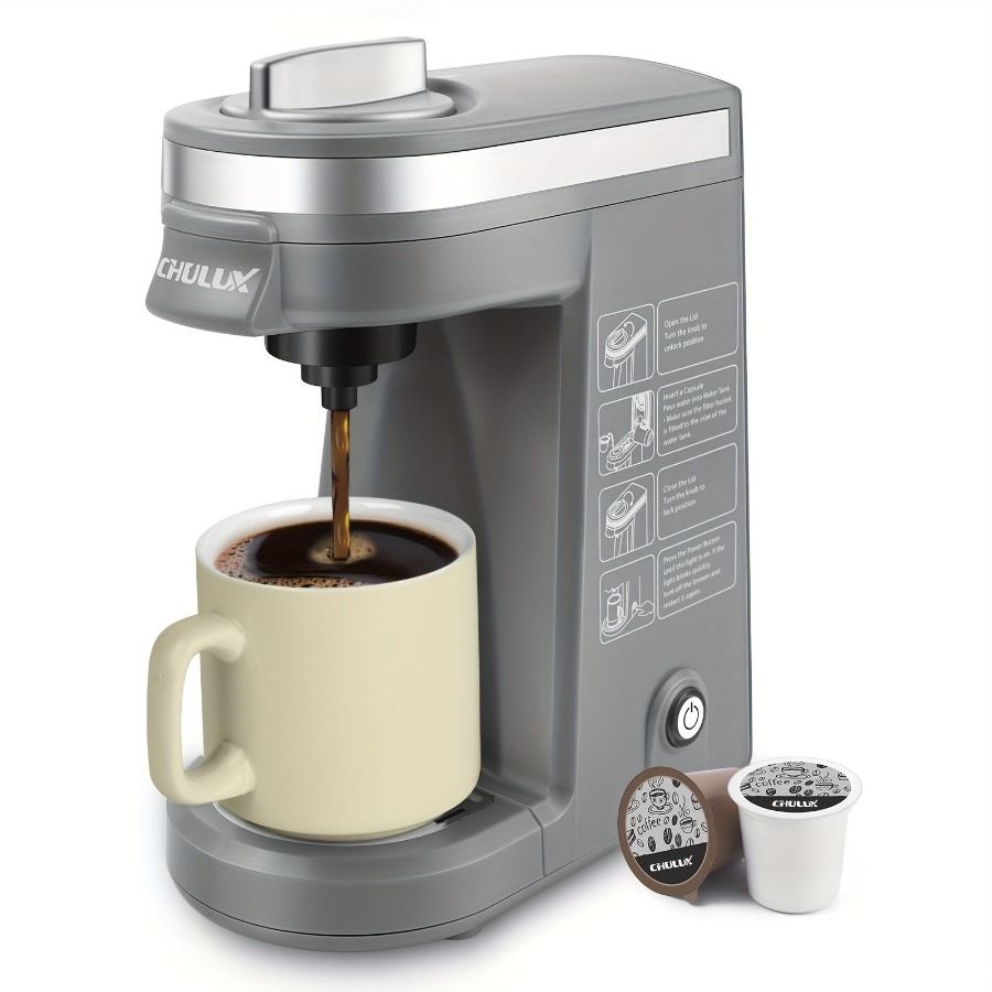 Caffettiera singola da 800 once con potenza di 800 Watt, caffettiera integrata per capsule, serbatoio da 12 CHULUX_voghion.com