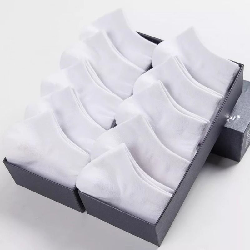 2025e Men's Boat Spring Summer Autumn Thin Low-Cut Sports Solid Color Socks Black White Gray_voghion.com