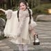 Children's hooded and fleece thickened cape shawl mid-length loose woolen girl's cape coat_voghion.com