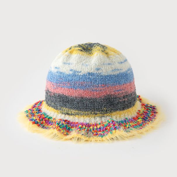 Strickmütze im Fischerstil für Damen mit Color-Blocking-Design, Wintermütze im Retro-Stil für Wärme und modisches Aussehen, weiches Acrylmaterial, lässig und elegant_voghion.com