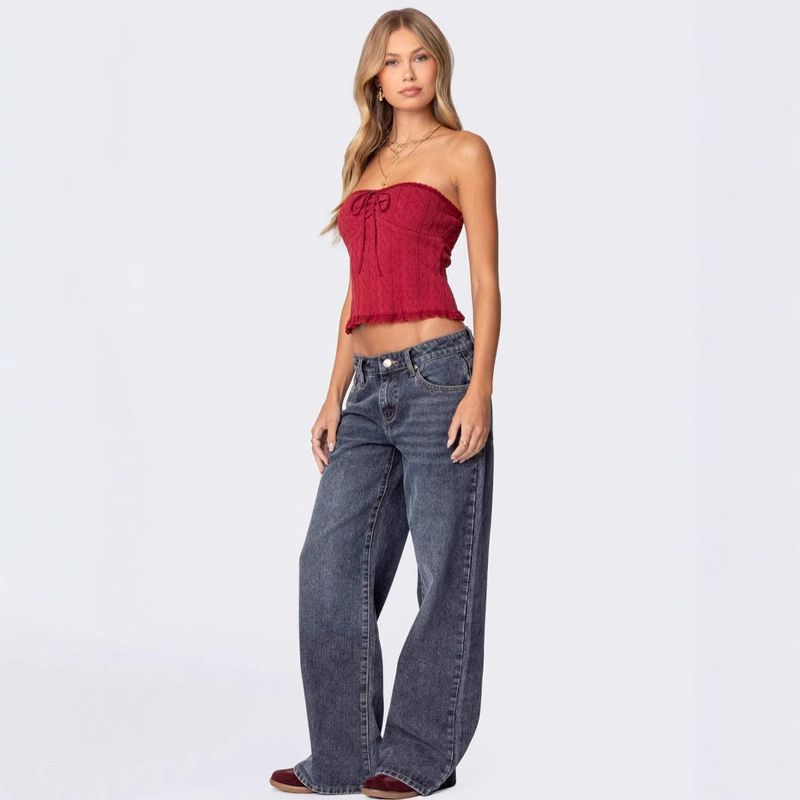Women's Clothing Wide Leg Hot Girl Street Loose Low Waist Retro Large Size Denim Trousers_voghion.com