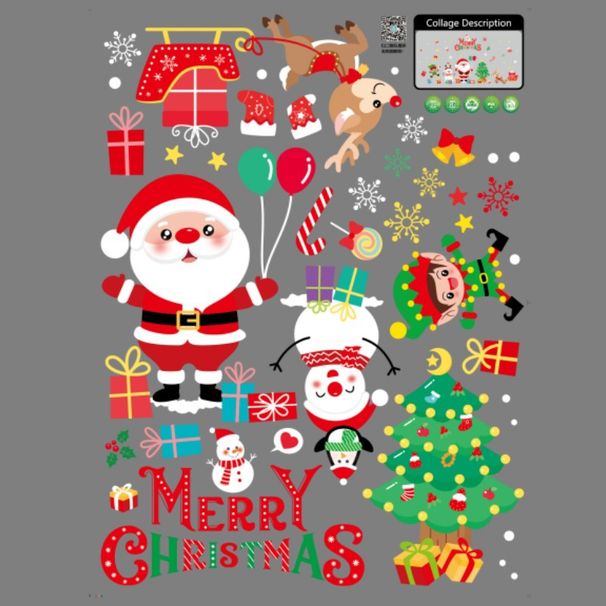 Weihnachtsaufkleber für Glastüren, fröhliche kreative Schaufensterdekoration im Einkaufszentrum_voghion.com