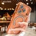 NEW Orange Luxury Sparkle Diamond Transparent Magnetic Case For IPhone 17 16 15 14 13 ProMax 17Air Full Lens Coverage Soft Cover_voghion.com