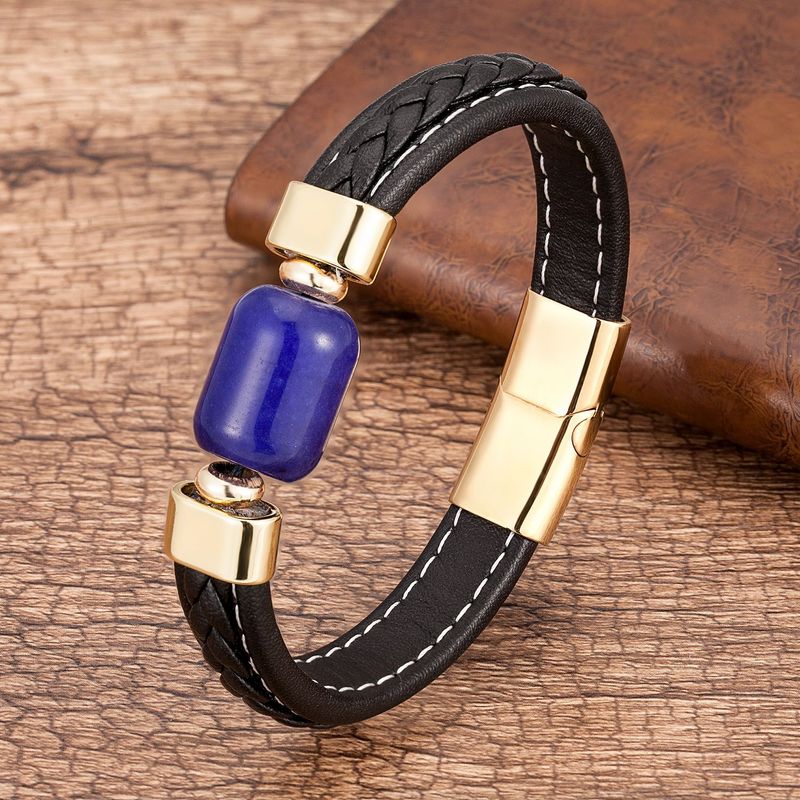 Klasik Vintage Deri Halat Paslanmaz Çelik Toka Moda Bilezik_voghion.com