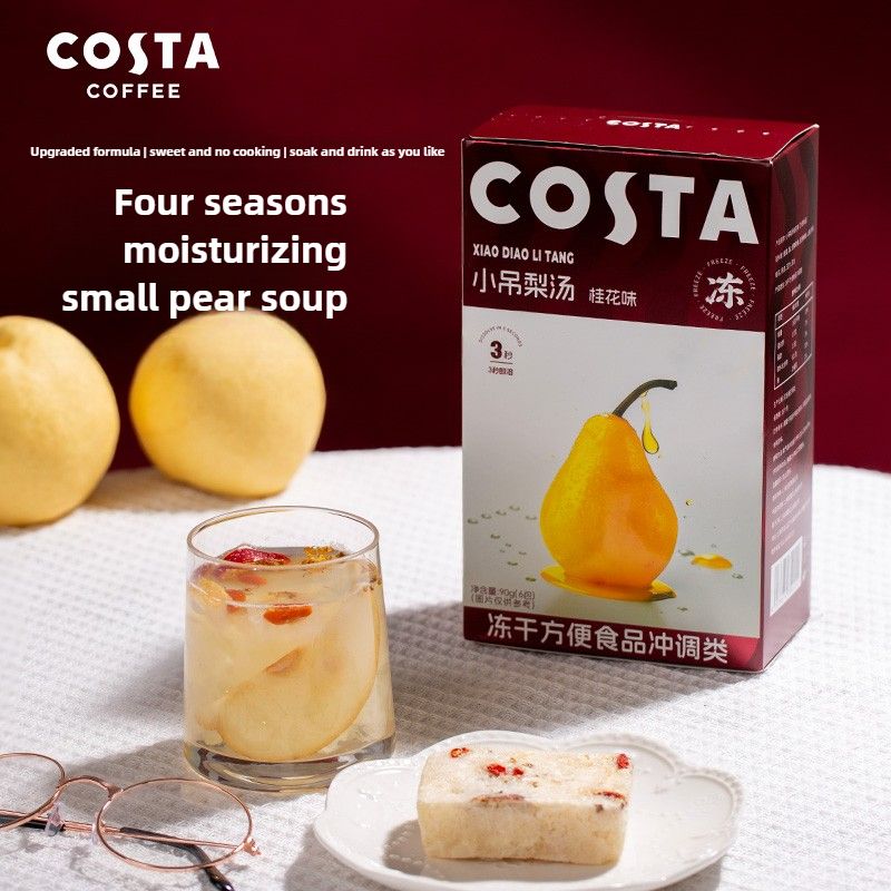 Zuppa di pere piccole COSTA, tè istantaneo liofilizzato di osmanto, rosa e gelsomino in blocchi per infusione fredda salutare_voghion.com