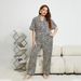 Sommerlicher Seidenpyjama in Schwarz mit Leopardenmuster in Übergröße für Damen – modisches, lässiges Pyjama-Set, sexy Loungewear_voghion.com