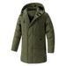 Men's Longline Hooded Padded Coat - Slim-Fit Winter Jacket With Multiple Pockets, Water-Resistant Polyester_voghion.com