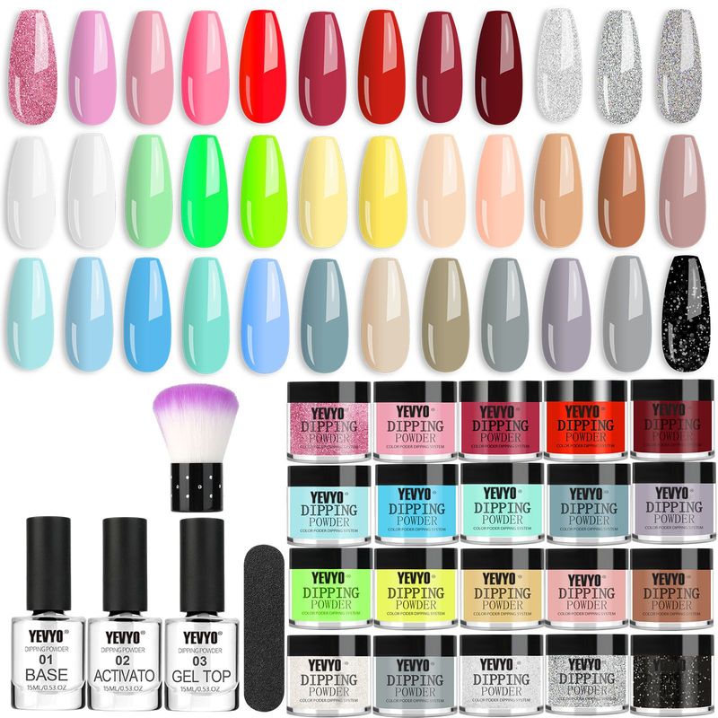 Acrylic Nail Kit Dip Powder Nail Kit Starter, 20 Colors Fast Dry Powder Nail Dipping Kit, With Base & Top Coat Activator Dip Nail Kit For French Nail Art Manicure DIY_voghion.com