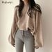 Lazy Style Oversize Moteriški megztiniai Biuro moteriški džemperiai Minkšti ilgomis rankovėmis 2023 m. rudens OL Šilti prašmatnūs moteriški megztiniai_voghion.com