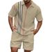 Abbigliamento da uomo, camicia con risvolto e zip a un quarto, top e pantaloncini, completo_voghion.com