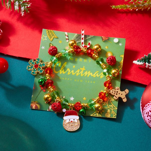 Christmas Beaded Bracelet Set For Women, Multi-Style Santa Snowflake Tree Charm Bracelets, Festive Holiday Stackable Jewelry For Xmas Party Gifts_voghion.com