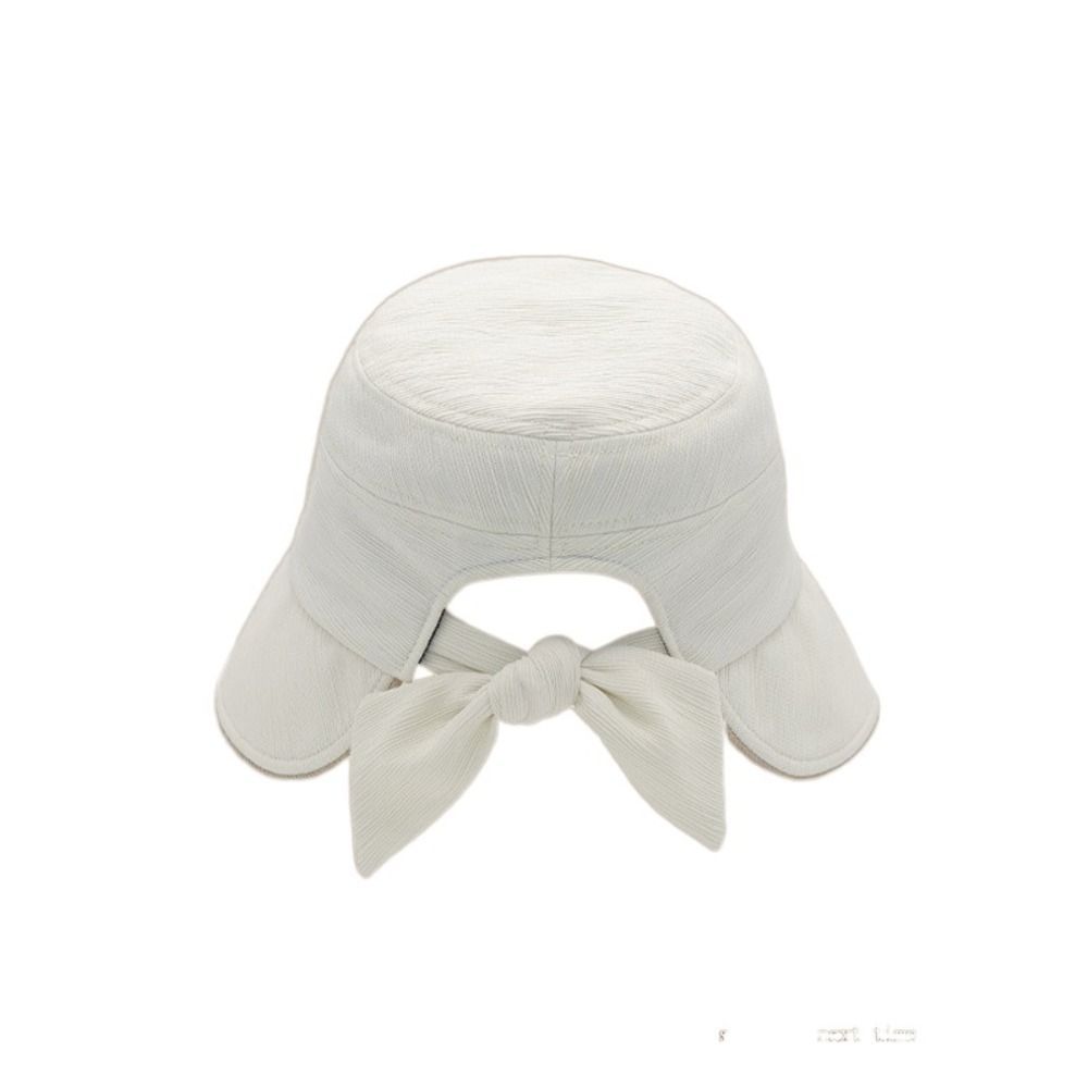Moda Moda Pieghevole Spiaggia All'aperto Viaggio Tinta Unita Protezione UV Fiocco Sole Secchiello Donne Cappello Pescatore Cappello_voghion.com
