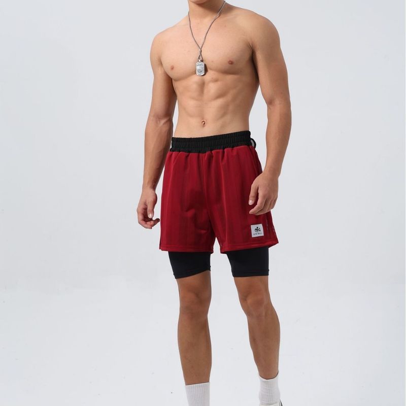 Herenkleding Dubbele laag Sport Fitness Driekwartbroek Ademend Transpiratie Snel drogend Stretch Outdoor Casual Broek_voghion.com