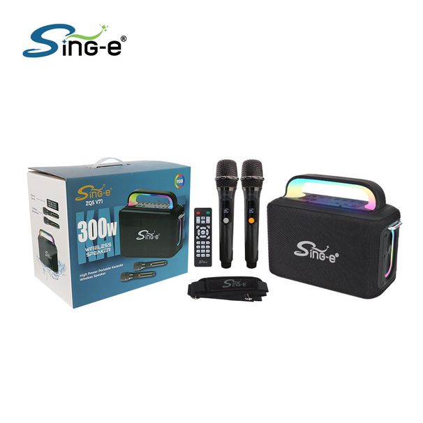 ZQS-V71 Trådløs Bluetooth Bærbar Vandtæt 300W Bluetooth Højttaler Udendørs Karaoke Sang Øvehøjttaler_voghion.com