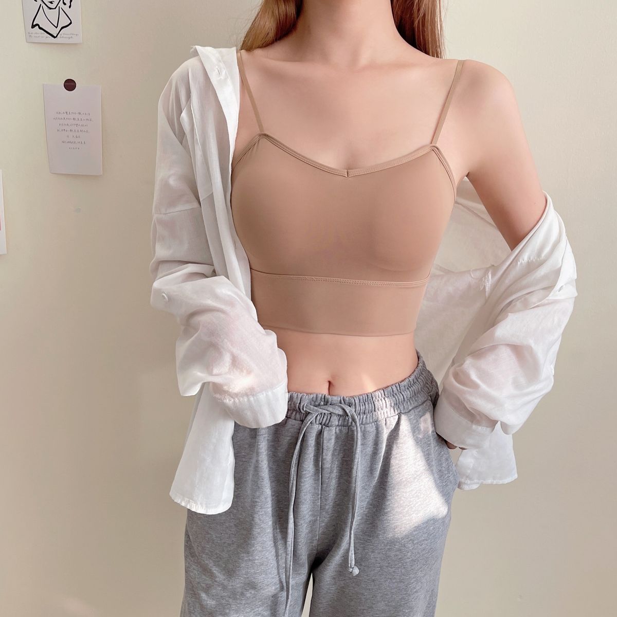 Bellissimo reggiseno interno esterno con spalline senza cuciture in seta di ghiaccio_voghion.com