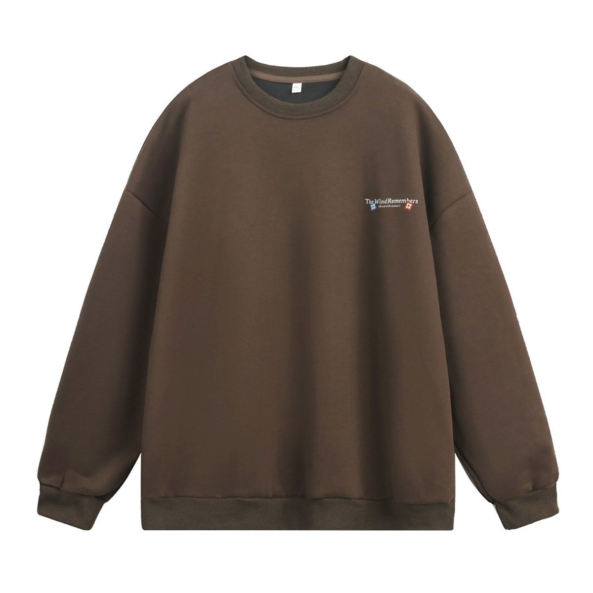 Retro Colorblock Crewneck Sweatshirt – Oversized Graphic Print Pullover (Brown, Unisex Streetwear Essential)_voghion.com