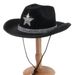 Cappello da cowboy western unisex con tesa larga e cintura larga, adatto per feste in spiaggia._voghion.com