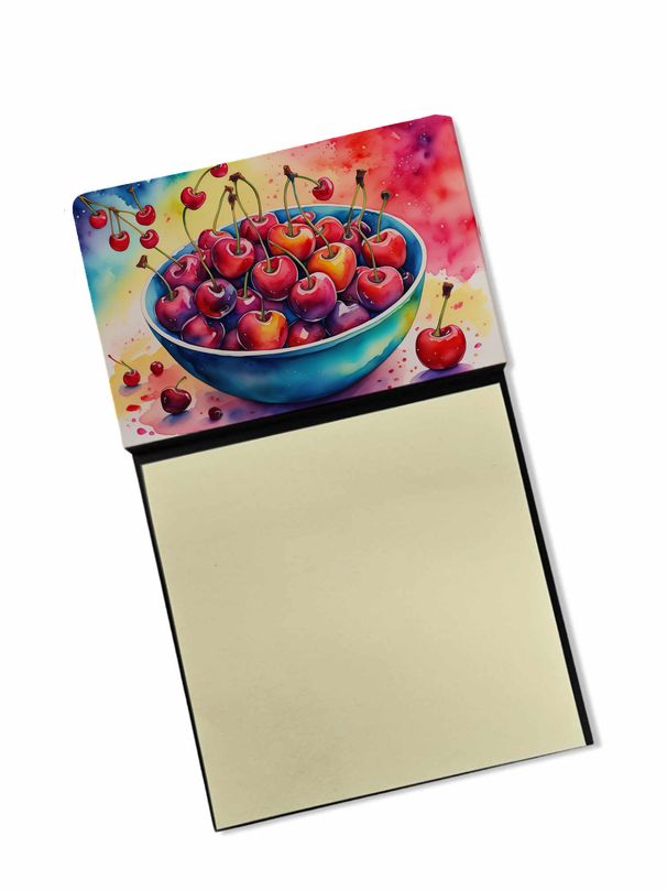 NEW Colorful Cherries Sticky Note Holder Refillable Dispenser Self-Sticky Note Pads, Memo Pads Blank Desk Accessories_voghion.com