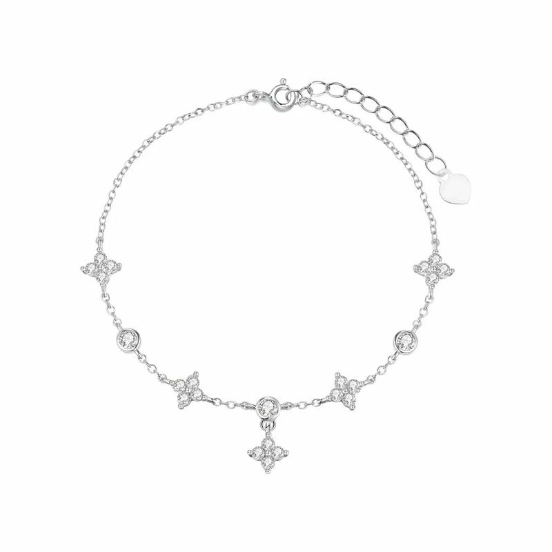 Women's Jewelry Retro Four Leaf Clover Tassel Zircon Bracelet Light Luxury Fashion All Match Design High End Stacking Hand Jewelry_voghion.com
