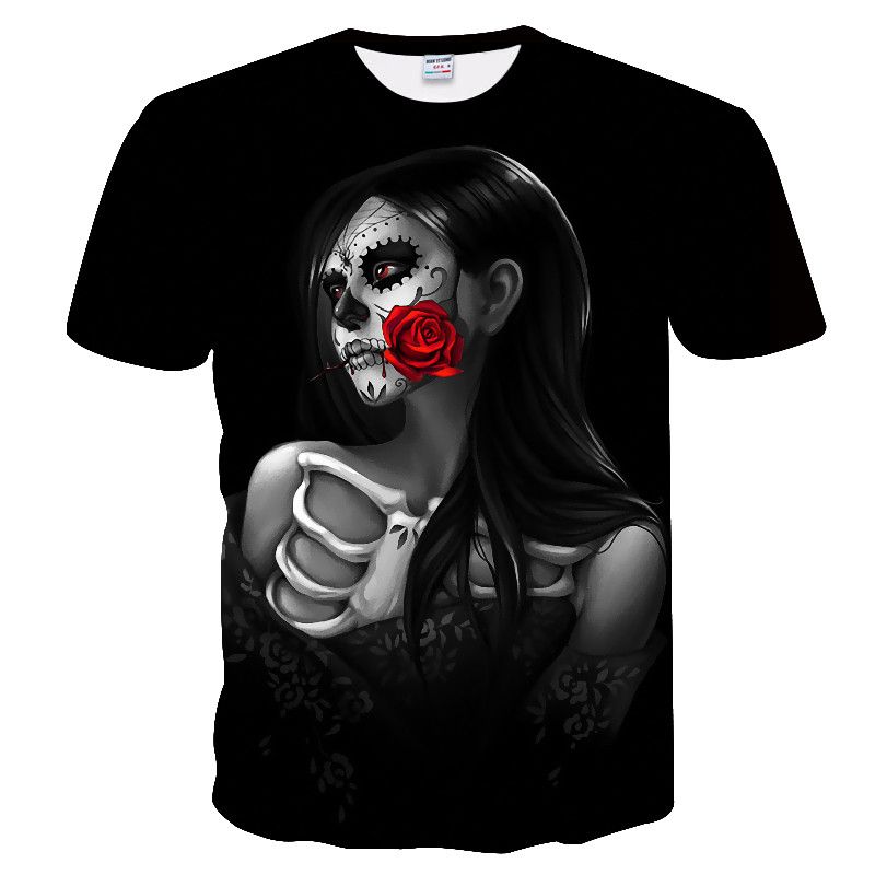 T-shirt Fashion 3D Horror Skeleton Print T-shirt da uomo Street punk style Casual O-collo manica corta top_voghion.com