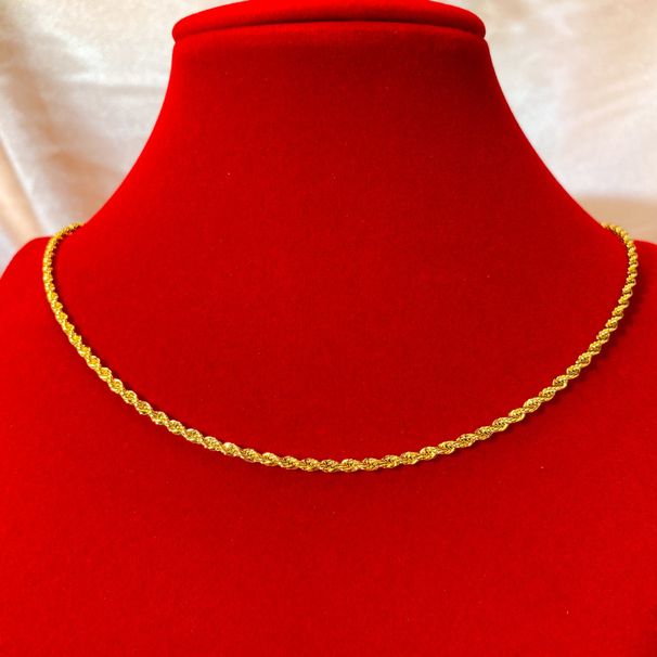 Collana placcata in oro vietnamita, lunghezza della catena intrecciata da 60 cm, catena placcata in oro sottovuoto, collana in rame e oro_voghion.com