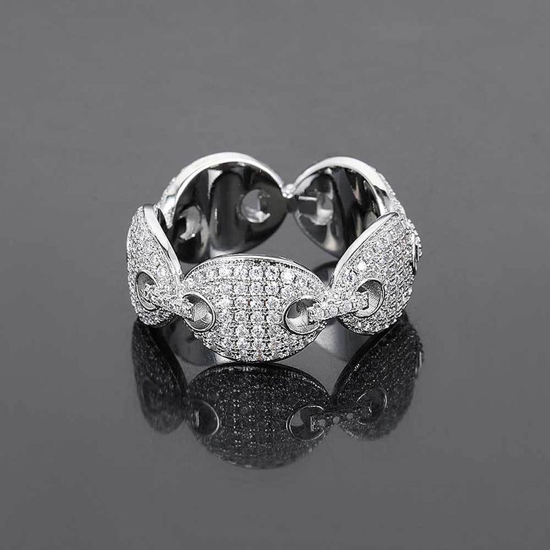 Bague cubaine simple style hip-hop pour homme avec nez de cochon et grain de café_voghion.com