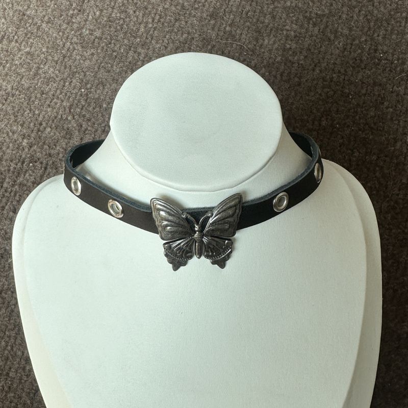 Collana in pelle con pentagramma Y2K punk dark per donna, stile cubano, dolce e fresco, con accessori a strati con perline_voghion.com