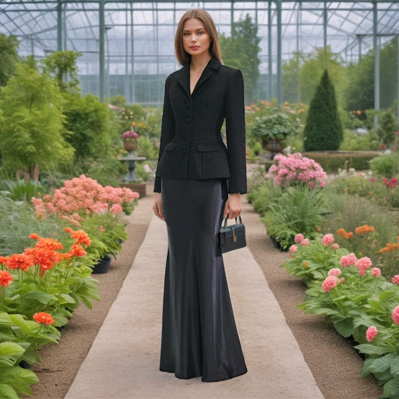 Elegantes, französisch inspiriertes zweiteiliges Set – Slim Fit Langarmblazer und Kleid mit Einzelknopfverschluss, Büro- und Abendgarderobe für Damen (Schwarz, S/M/L)_voghion.com